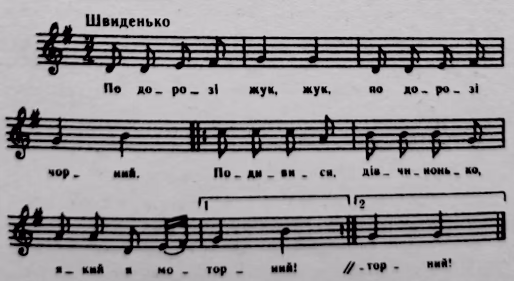 Ноти до пісні "По дорозі жук, жук" Ноти до пісні "По дорозі жук, жук"