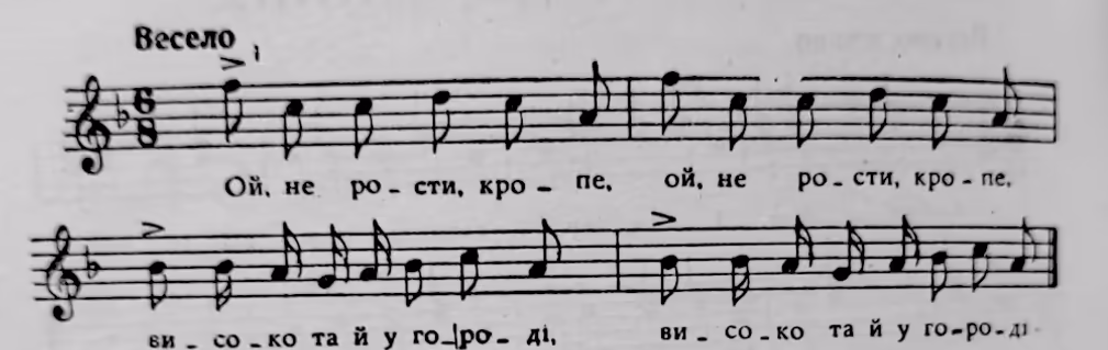 Ноти до пісні "Ой, не рости, кропе"
