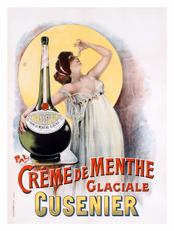 вінтажний рекламний плакат «Crème de Menthe Glaciale Cusenier» художника PAL (Жан де Палеолог), 1898 рік