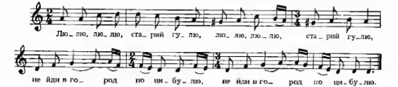 Ноти до колискової Люлю, люлю, старий гулю, варіант 9