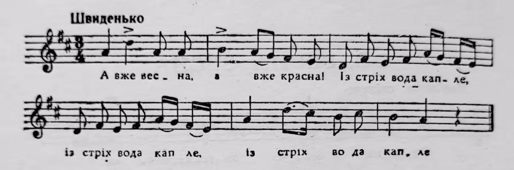 Ноти до пісні "А вже весна, а вже красна" Ноти до пісні "А вже весна, а вже красна"