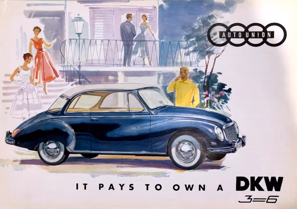вінтажний рекламний проспект автомобіля DKW 3=6