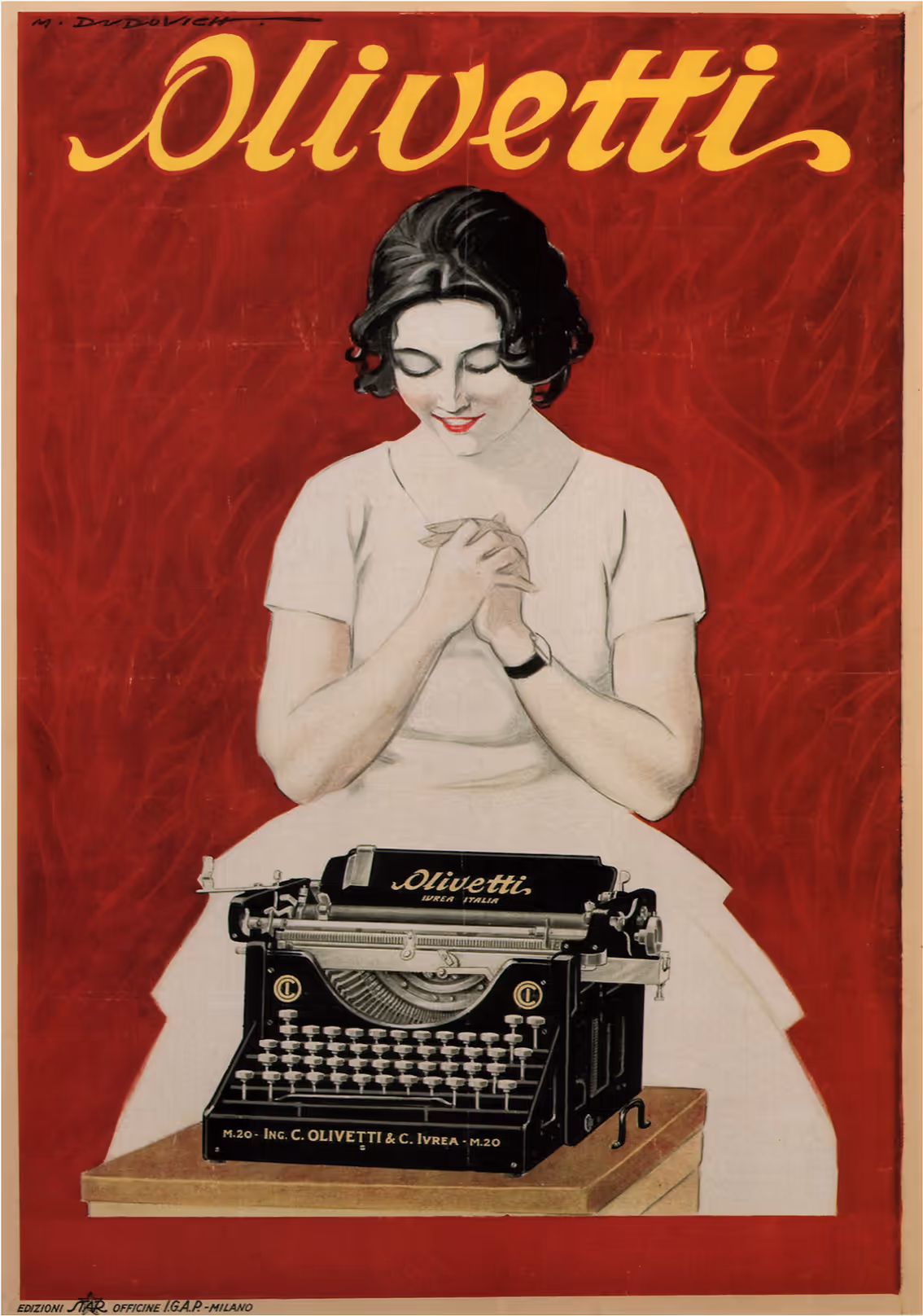 реклама пишущей машинки Olivetti M20, 1928 год