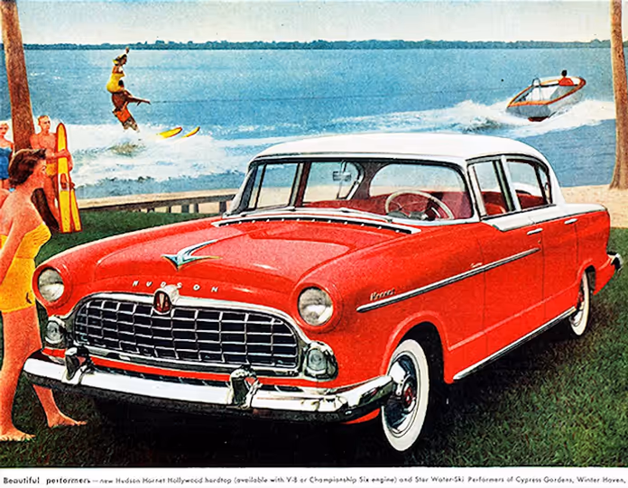 рекламний плакат автомобіля 1955 Hudson Hornet