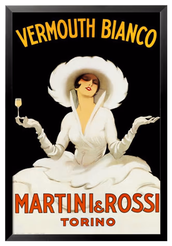 вінтажна реклама Martini & Rossi Vermouth Bianco, створена італійським художником Марчелло Дудовічем приблизно у 1920-х роках