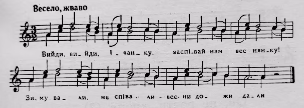Ноти до пісні "Вийди, вийди, Іванку" Ноти до пісні "Вийди, вийди, Іванку"