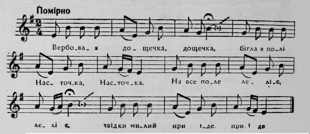 Ноти до пісні "Вербова дощечка" Ноти до пісні "Вербова дощечка"