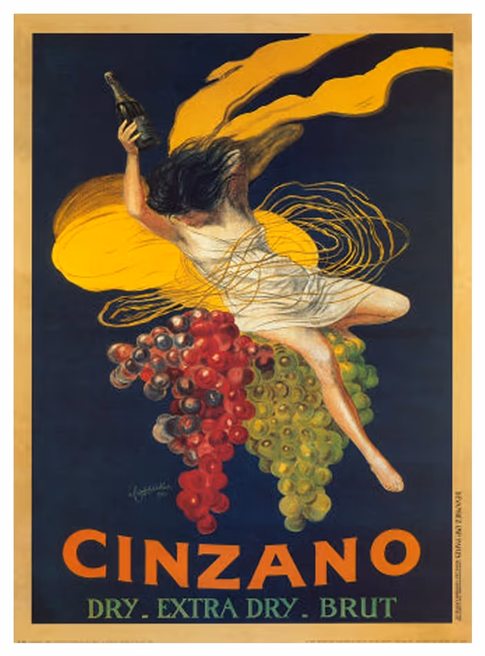 винтажный рекламный плакат 1903 года для итальянского вермута Cinzano, созданный художником Леонетто Каппьелло
