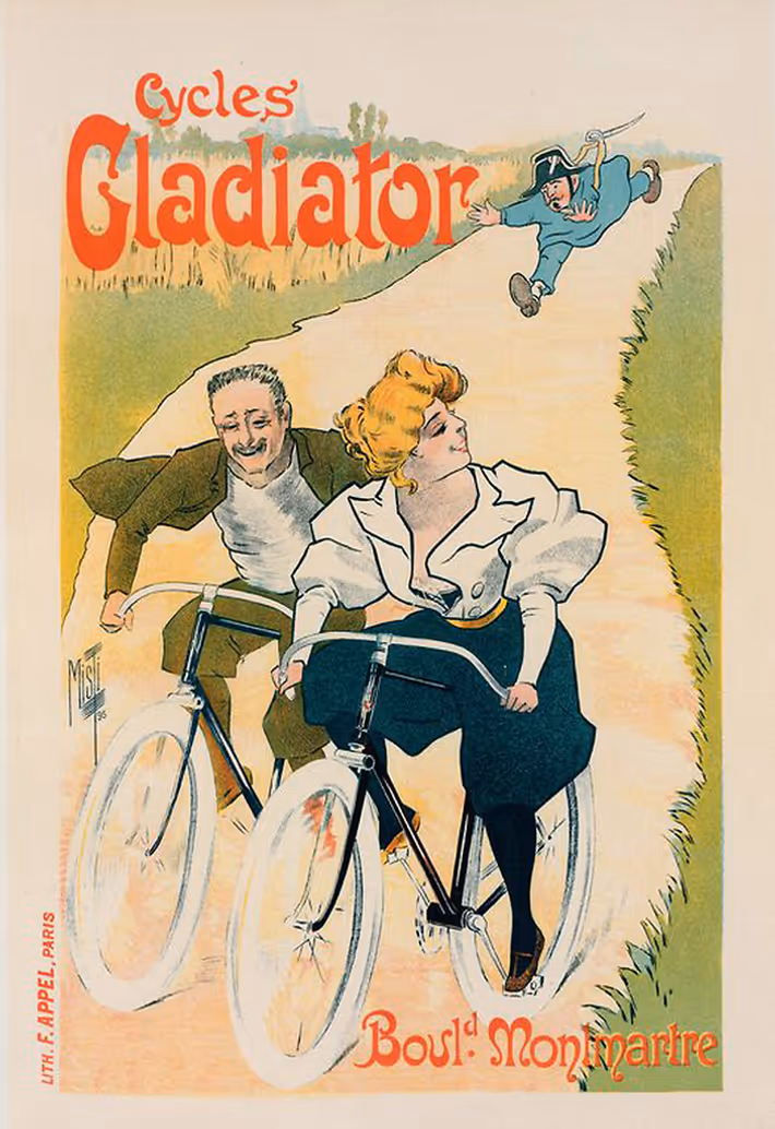 Рекламний плакат велосипедів «Gladiator». Фердінанд Місті‑Міфлієз, 1895